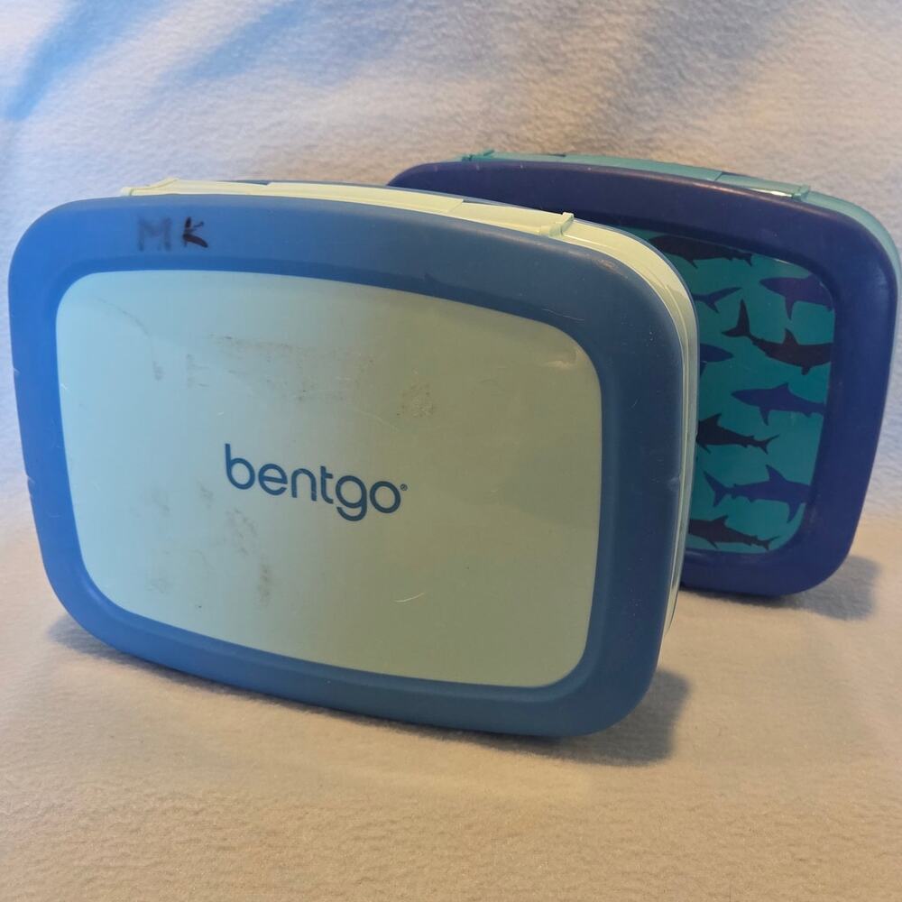 Bentgo Kids Bento Lunch Box Bundle of 2 Shark & Blue 5-Compartment Leakproof